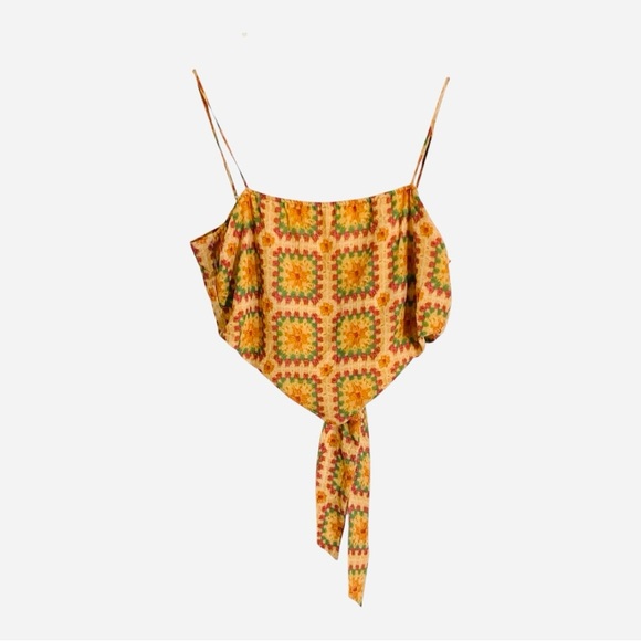 Slate & Willow Crop Top Scarf Hem Tie Back Adjustable Spaghetti Straps Large - Picture 6 of 11